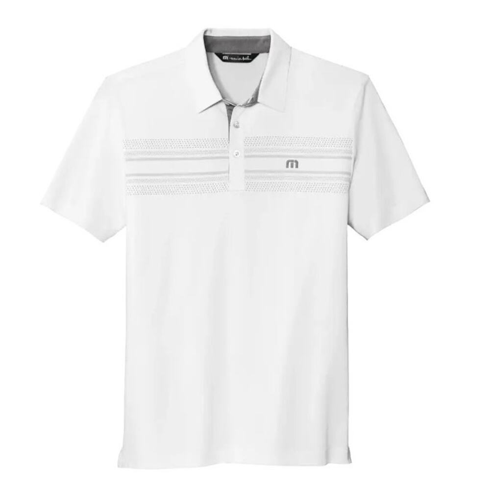 TravisMathew Monterey Chest Stripe Polo White Medium NWT